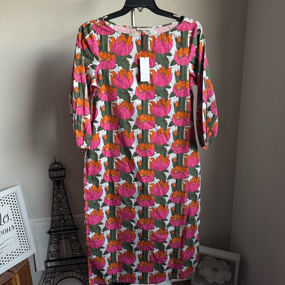 NWT Frances Valentine Minnow Maxi Dress Sun Flower Cotton Poplin Sz S - Picture 4 of 8